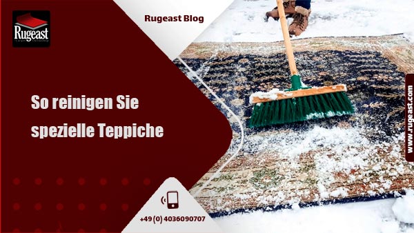 Spezielle Teppiche im Schnee waschen